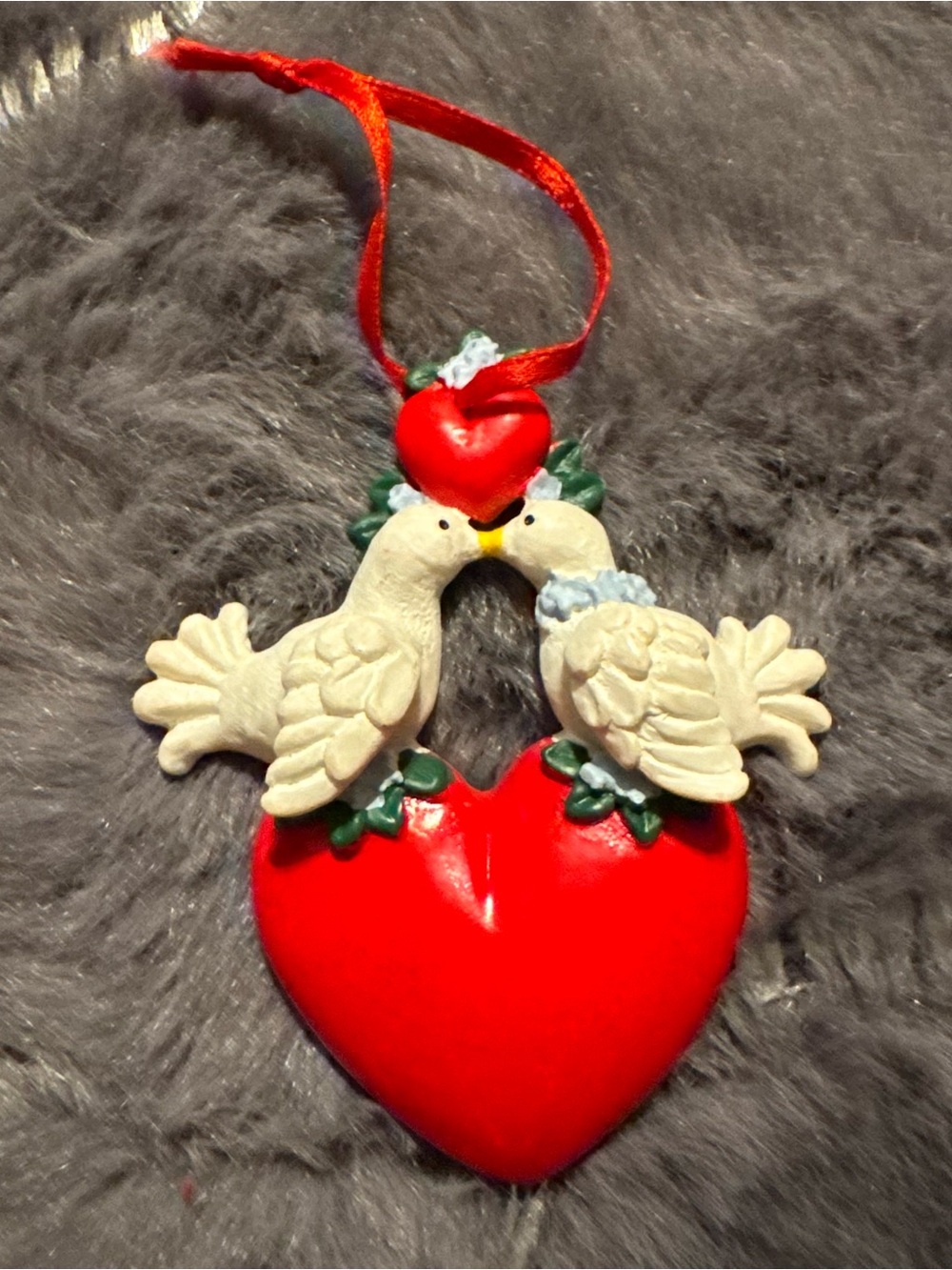 Vintage Kurt Adler Dove Lovebirds &‎ Heart Magnet/Ornament